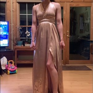 metallic pink strappy dress